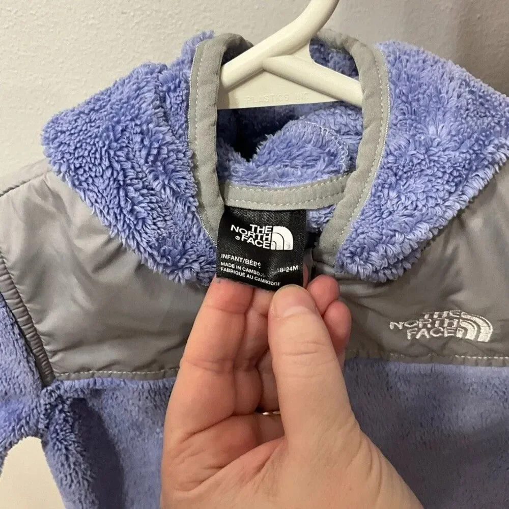 The North Face Infant Toddler Oso Fleece Hoodie Full Zip Purple Gray 18 - 24 M